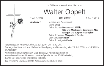 Anzeige von Walter Oppelt von MGO