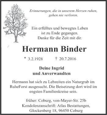 Anzeige von Hermann Binder von MGO