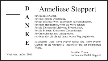 Anzeige von Anneliese Steppert von MGO