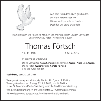Anzeige von Thomas Förtsch von MGO