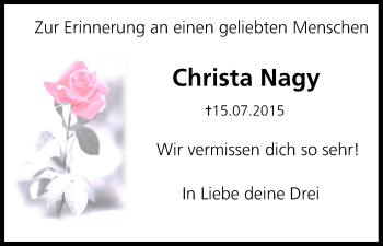 Anzeige von Christa Nagy von MGO