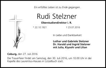 Anzeige von Rudi Stelzner von MGO