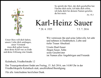 Anzeige von Karl-Heinz Sauer von MGO