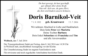Anzeige von Doris Barnikol-Veit von MGO