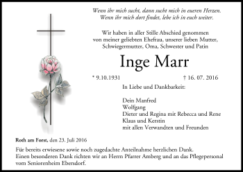 Anzeige von Inge Marr von MGO