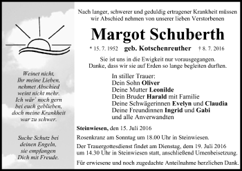 Anzeige von Margot Schuberth von MGO