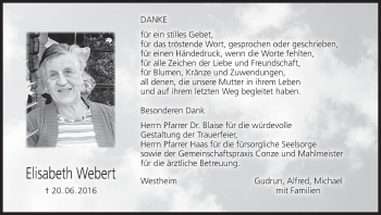 Anzeige von Elisabeth Webert von MGO