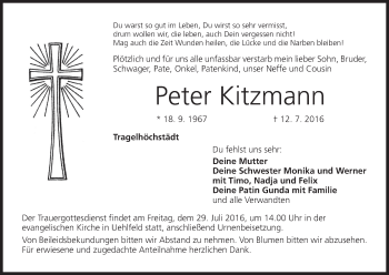 Anzeige von Peter Kitzmann von MGO
