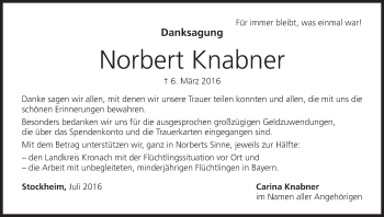 Anzeige von Norbert Knabner von MGO