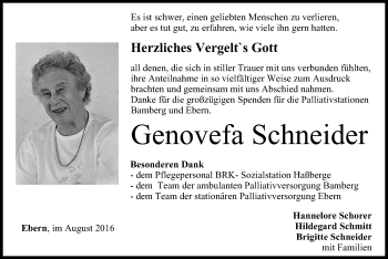 Anzeige von Genovefa Schneider von MGO