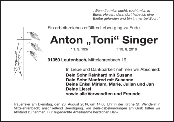 Anzeige von Anton Singer von MGO