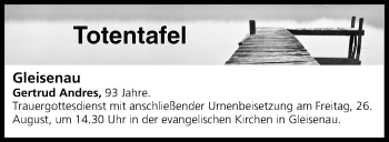 Anzeige von Totentafel vom 26.08.2016 von MGO