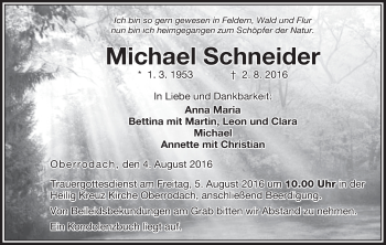 Anzeige von Michael Schneider von MGO