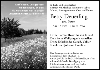 Anzeige von Betty Deuerling von MGO