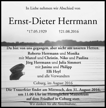 Anzeige von Ernst-Dieter Herrmann von MGO