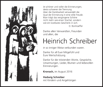 Anzeige von Heinrich Schreiber von MGO