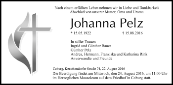 Anzeige von Johanna Pelz von MGO