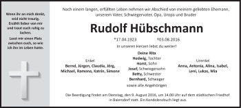 Anzeige von Rudolf Hübschmann von MGO