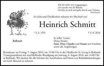 Anzeige von Heinrich Schmitt von MGO