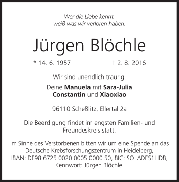 Anzeige von Jürgen Blöchle von MGO