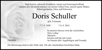 Anzeige von Doris Schuller von MGO