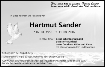 Anzeige von Hartmut Sander von MGO