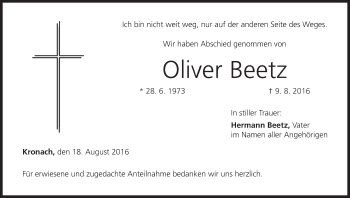 Anzeige von Oliver Beetz von MGO