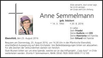 Anzeige von Anne Semmelmann von MGO