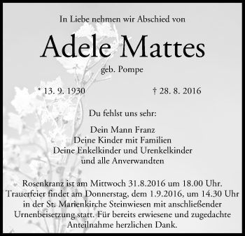Anzeige von Adele Mattes von MGO
