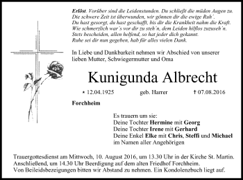 Anzeige von Kunigunda Albrecht von MGO