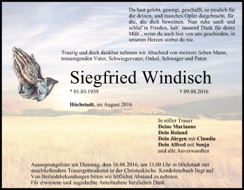 Anzeige von Siegfried Windisch von MGO