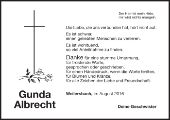 Anzeige von Gunda Albrecht von MGO