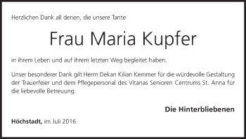 Anzeige von Maria Kupfer von MGO