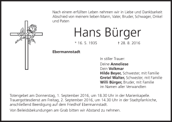 Anzeige von Hans Bürger von MGO