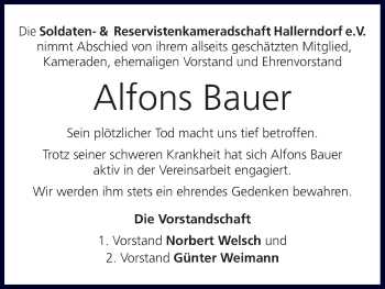 Anzeige von Alfons Bauer von MGO