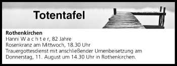 Anzeige von Totentafel vom 10.08.2016 von MGO