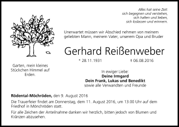 Anzeige von Gerhard Reißenweber von MGO