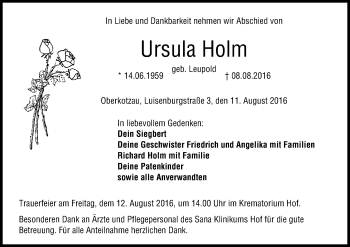 Anzeige von Ursula Holm von MGO