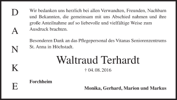 Anzeige von Waltraud Terhardt von MGO