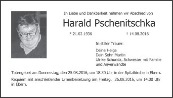 Anzeige von Harald Pschenitschka von MGO