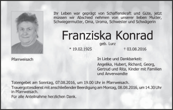 Anzeige von Franziska Konrad von MGO