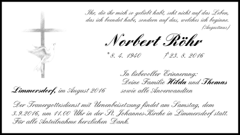 Anzeige von Norbert Röhr von MGO