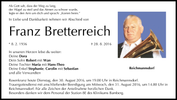 Anzeige von Franz Bretterreich von MGO