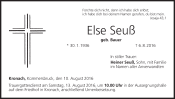 Anzeige von Else Seuß von MGO