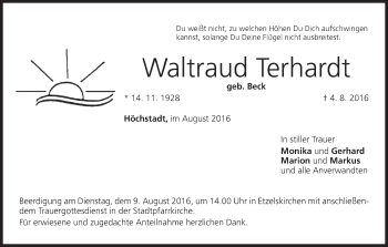 Anzeige von Waltraud Terhardt von MGO