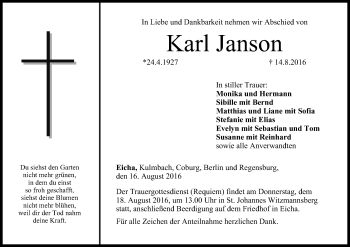 Anzeige von Karl Janson von MGO