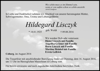 Anzeige von Hildegard Lisczyk von MGO