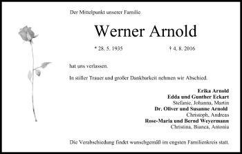 Anzeige von Werner Arnold von MGO