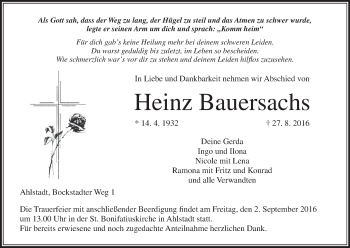 Anzeige von Heinz Bauersachs von MGO