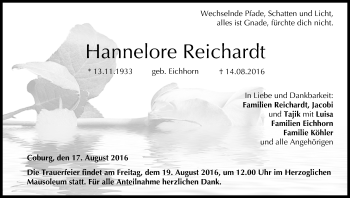 Anzeige von Hannelore Reichardt von MGO